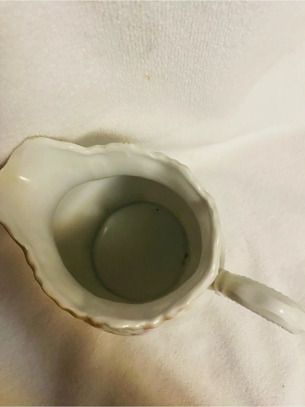 VNTG Leuchtenburg Germany Porcelain Cream Floral Pitcher Lusterware